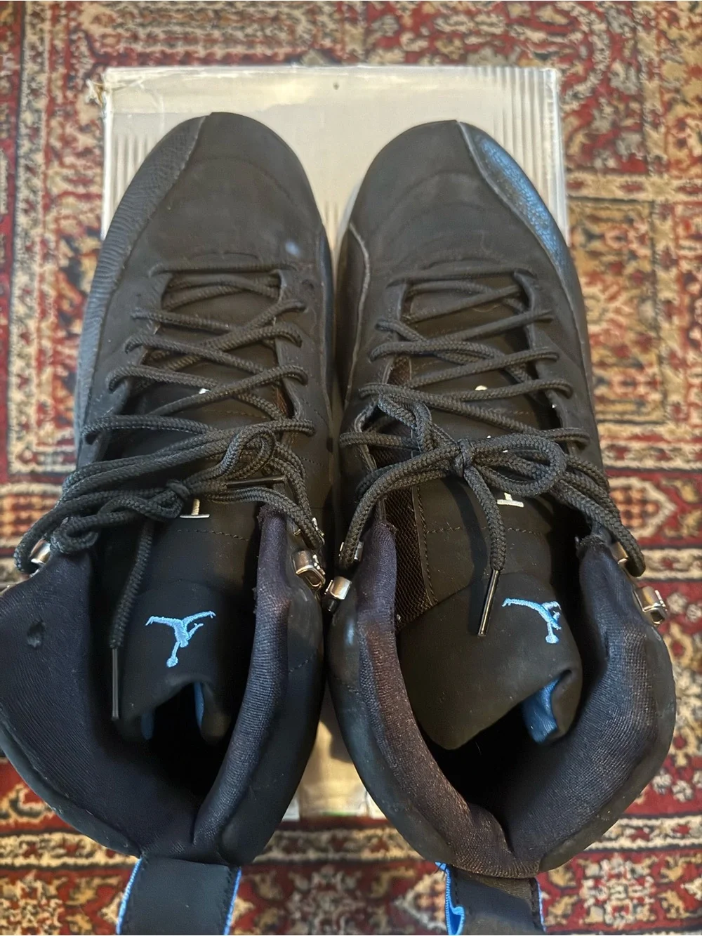 Jordan 12 Retro Nubuck - Men's Black High-Top Sneakers with Silver Accents